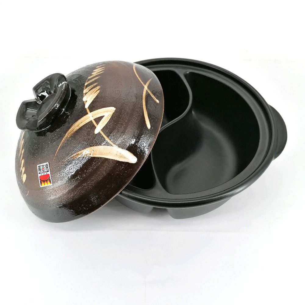 Banko-ware Reed Pattern Clay Pot with Compartments