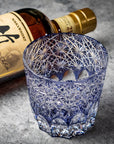 Edo Kiriko Whisky Glass by Junichi Nabetani - Chrysanthemum in Abundance 大菊 (Purple)