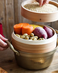 Hokuriku Aluminum Stepped Pot with Wooden Lid