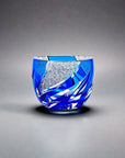Haku Edo Kiriko Crystal Sake Glass - Homura 焔 (Blue)