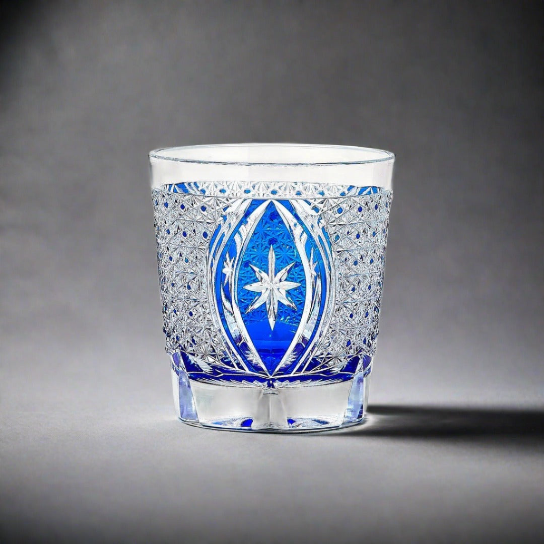 Haku Edo Kiriko Crystal Whisky Glass - Kikukagome 菊籠目