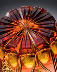 Old Fashioned Crystal Whisky Glass by Tatsuya Nemoto - Peacock 孔雀 (Amber Gold Red)