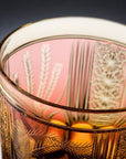 Old Fashioned Crystal Whisky Glass by Tatsuya Nemoto - Peacock 孔雀 (Amber Gold Red)