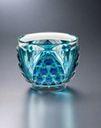 Satsuma Kiriko Hexagonal Basket Sake Glass - Cut 208 (Three Colours)