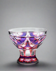 Satsuma Kiriko Legged Sake Glass - Cut 202 (Azure Gold Red)