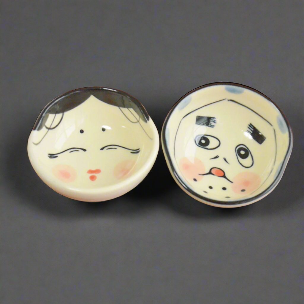 Mino-ware Okame Face Sake Set