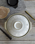 Saji Pottery Ginpo Chrysanthemum Clay Pot for IH