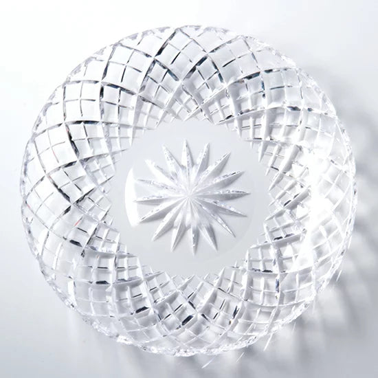 Kagami Edo Kiriko Crystal Glass Plate - Layered Bamboo Fence 矢来重紋