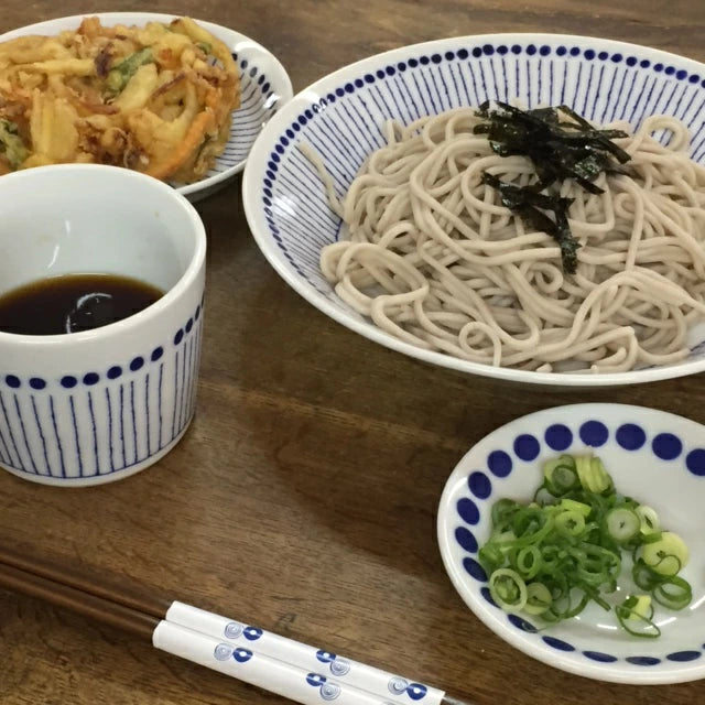 Mino-ware Blue Linear Stripe Deep Plate