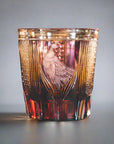 Old Fashioned Crystal Whisky Glass by Tatsuya Nemoto - Peacock 孔雀 (Amber Gold Purple)