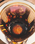 Old Fashioned Crystal Whisky Glass by Tatsuya Nemoto - Peacock 孔雀 (Amber Gold Purple)
