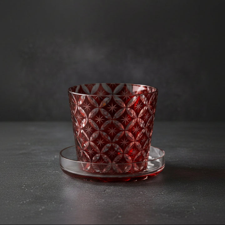 Hirota Edo Kiriko Futachoko Glass with Lid - Shippo