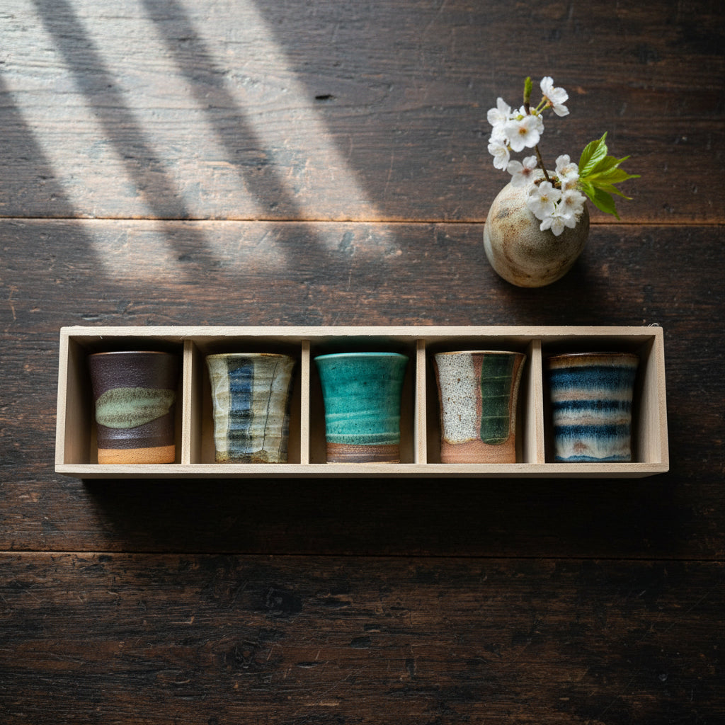 Japanese Tall Sake Cup Set of 5