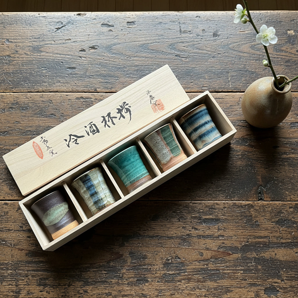 Japanese Tall Sake Cup Set of 5