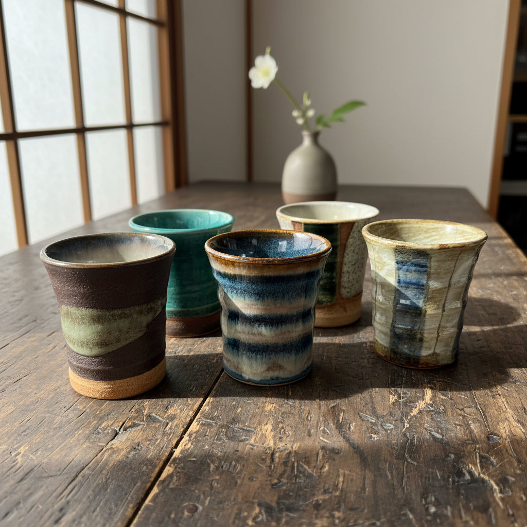 Japanese Tall Sake Cup Set of 5