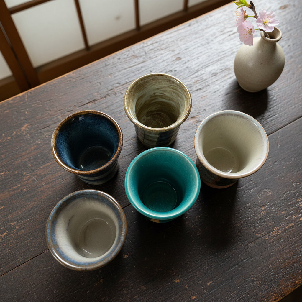 Japanese Tall Sake Cup Set of 5