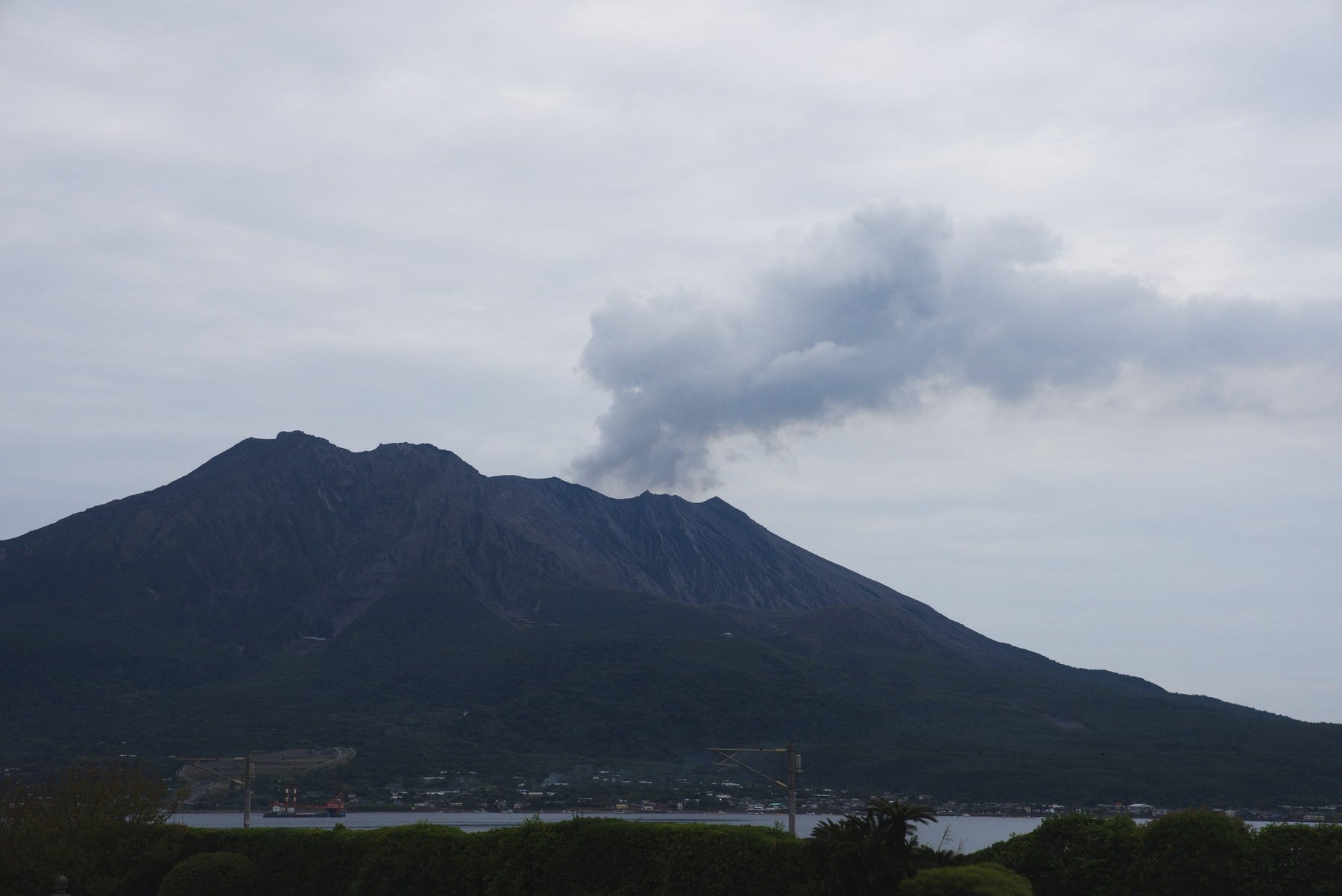 Sakurajima volcano from the factory grounds