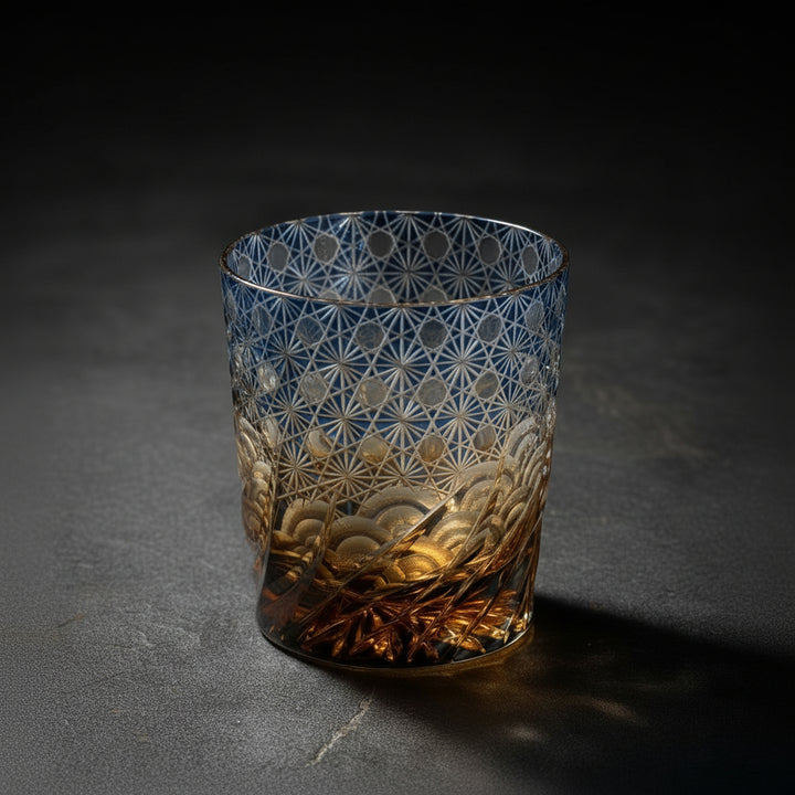 Yamada Glass Edo Kiriko crystal whisky Glass - sazanami