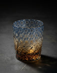 Yamada Glass Edo Kiriko Crystal Whisky Glass - Sazanami 漣 (Amber Blue)