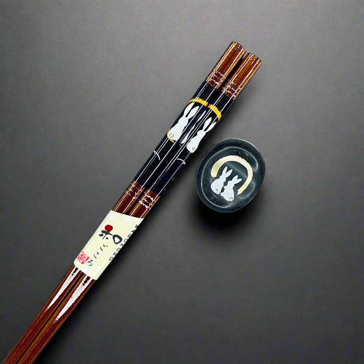 Chopsticks gift set - rabbit black