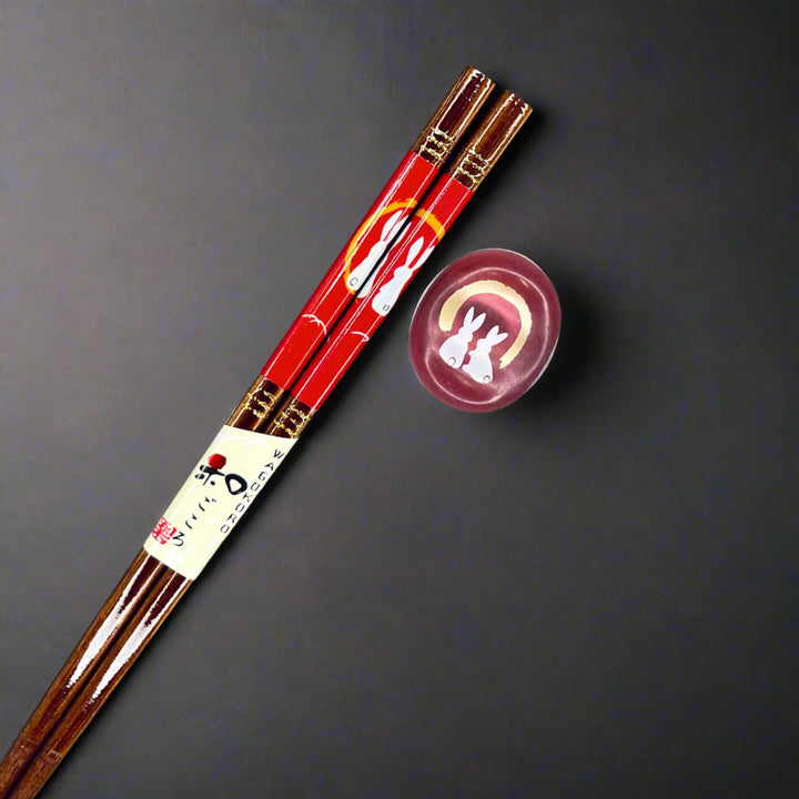 Chopsticks gift set - rabbit red
