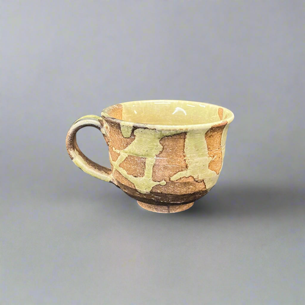 Shigaraki-ware Mug &amp; Saucer Brown Glaze 180ml