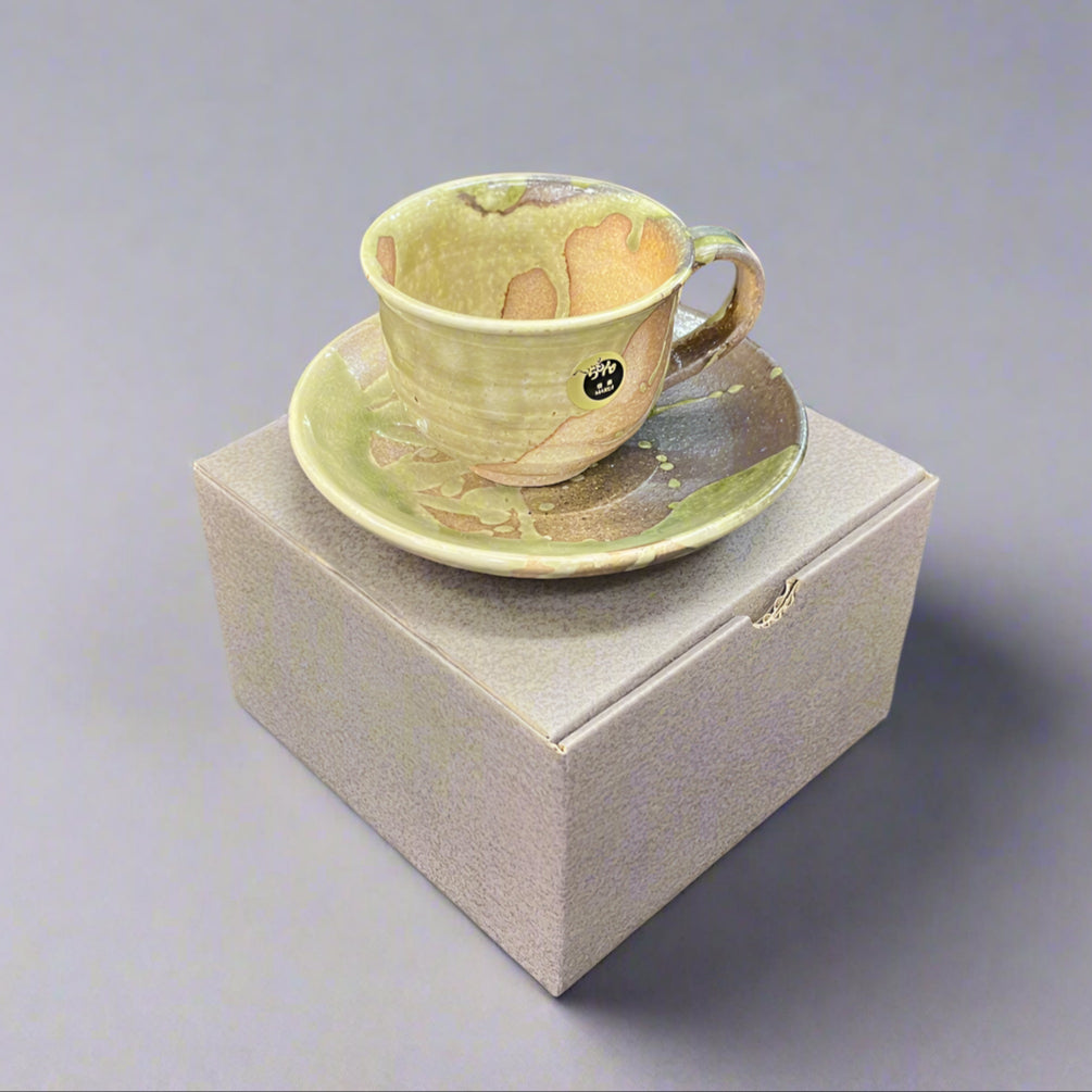 Shigaraki-ware Mug &amp; Saucer Brown Glaze 180ml