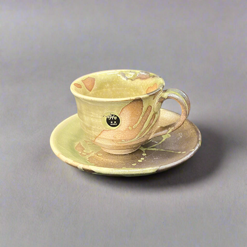 Shigaraki-ware Mug &amp; Saucer Brown Glaze 180ml