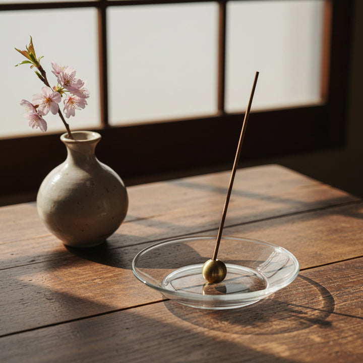 Kousaido incense holder brass & glass - ball