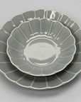 Mino Ware Grey Glaze Floral-shaped Deep Plate - Two Sizes