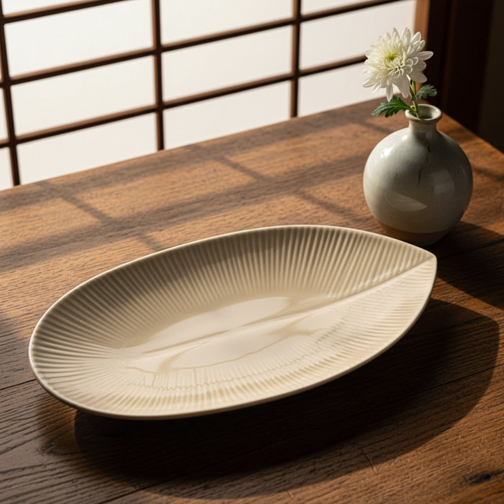 Nagomi Beige Leaf Plate