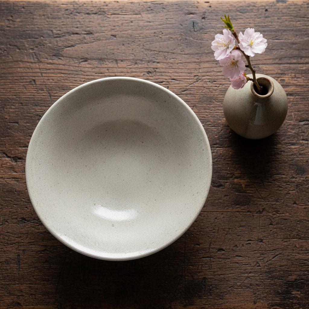 Mino Ware Ivory Cone-shaped Large Bowl