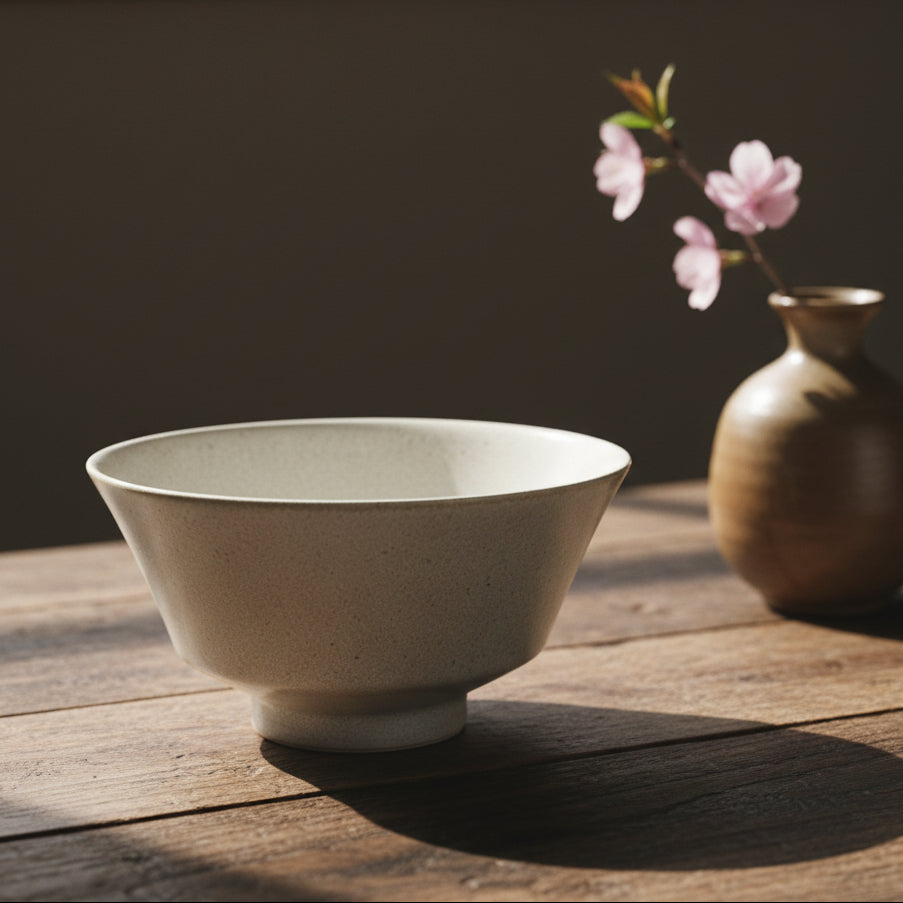 Mino Ware Ivory Cone-shaped Large Bowl