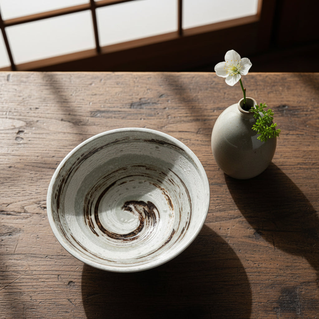 Red Brown Swirl Noodle Bowl