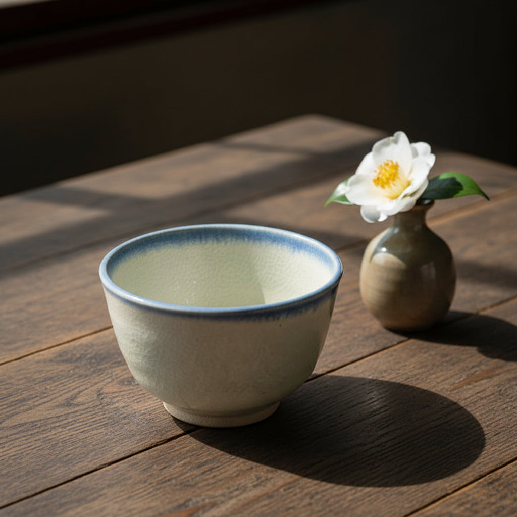 Ofukai Soft Green Crackled Teacup