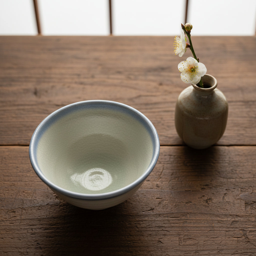 Ofukai Soft Green Crackled Teacup