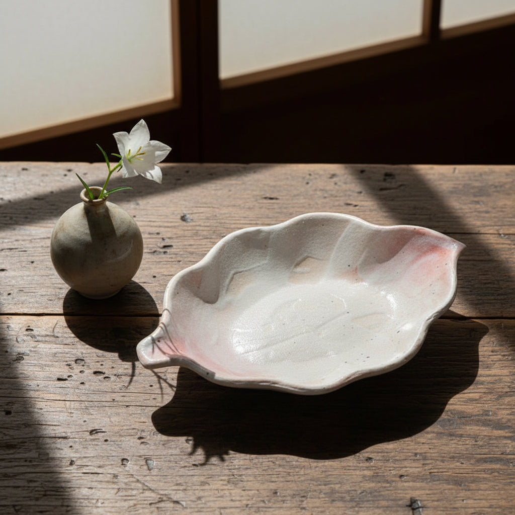 Sakura Shino Leaf-shaped Large Plate