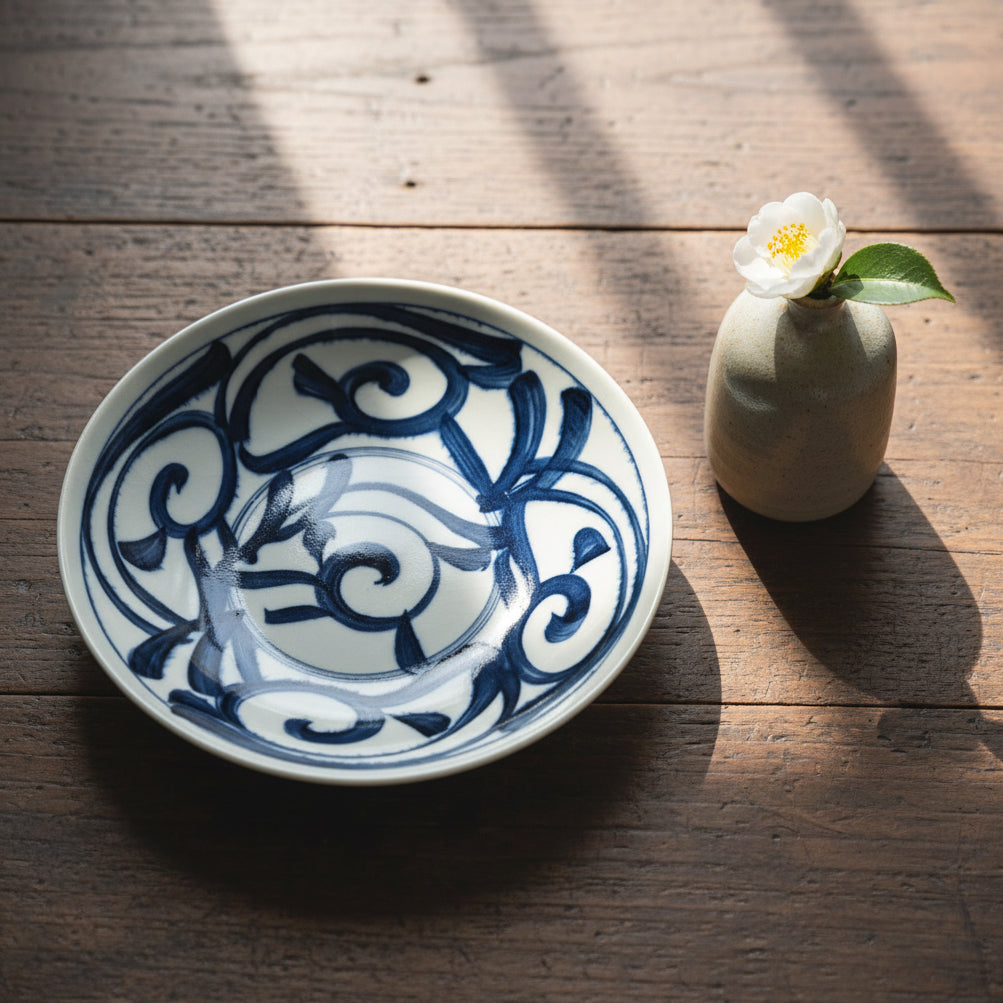 Blue Grass Pattern Deep Plate