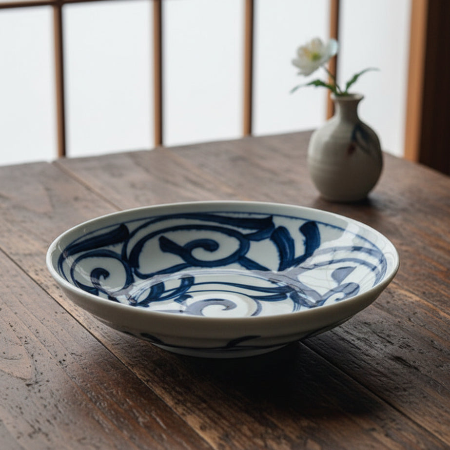 Blue Grass Pattern Deep Plate