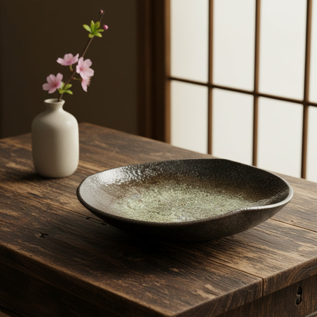 Kuro Yuteki Irregular Edge Large Plate