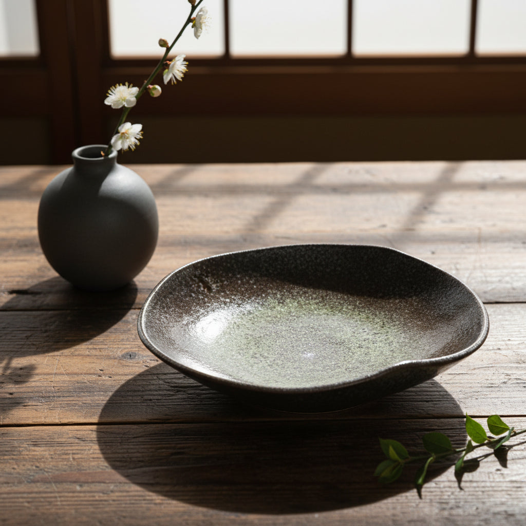 Kuro Yuteki Irregular Edge Large Plate