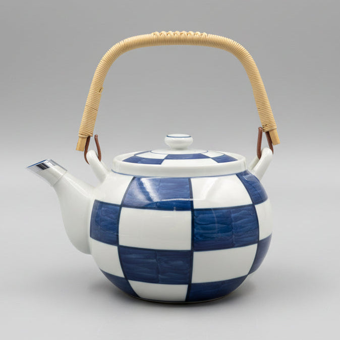 Arita-ware Indigo Ichimatsu Porcelain Teapot