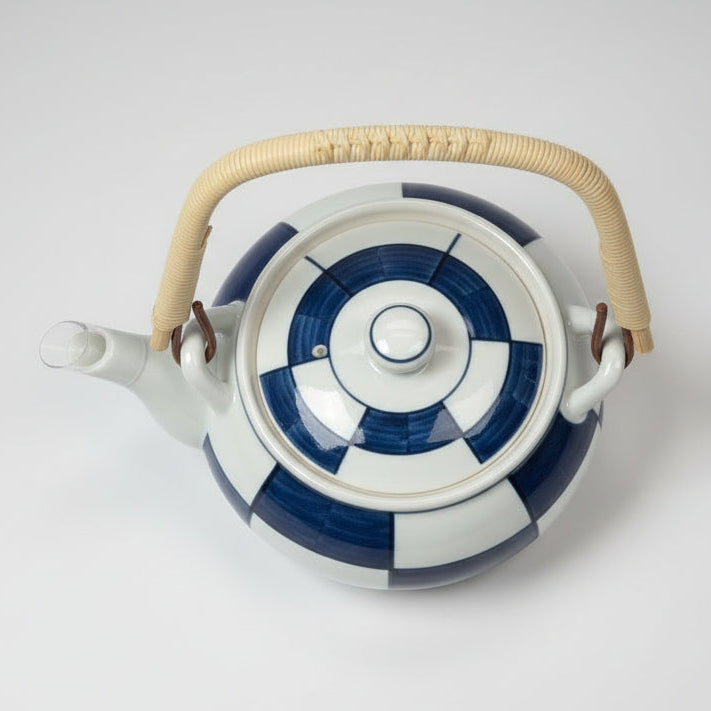 Arita-ware Indigo Ichimatsu Porcelain Teapot