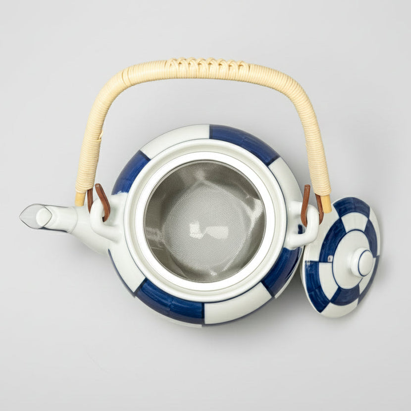 Arita-ware Indigo Ichimatsu Porcelain Teapot