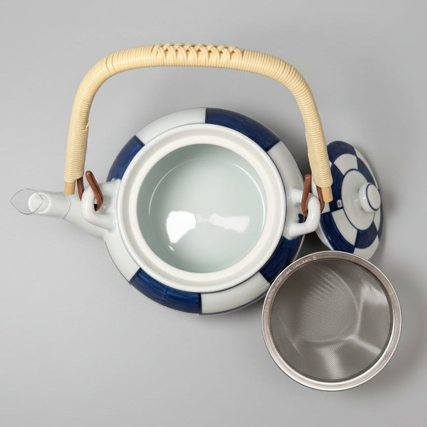 Arita-ware Indigo Ichimatsu Porcelain Teapot