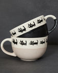 Mino Ware Black Cat Wide-mouth Cup Pair Set