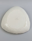 White Textured Floral Triangle Plate
