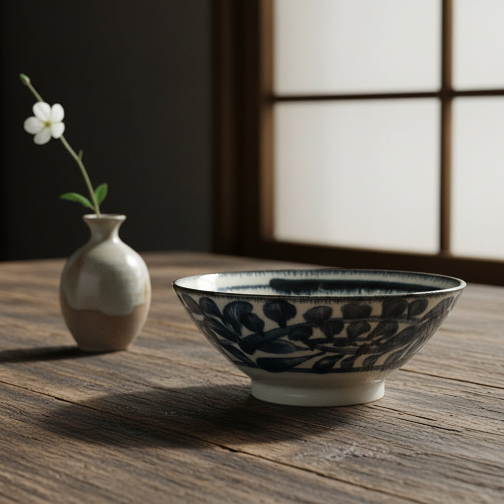 Mino-ware Gosu Blue Arabesque Bowl