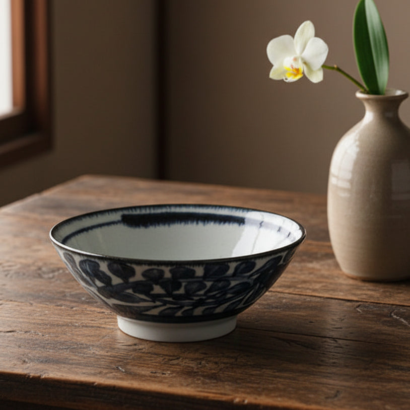 Mino-ware Gosu Blue Arabesque Bowl