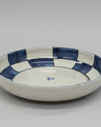 Hand-painted Indigo Grid Deep Plate